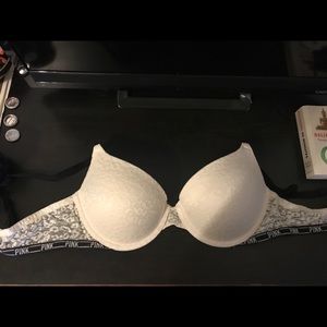 White leopard lace PINK push-up bra (36C)